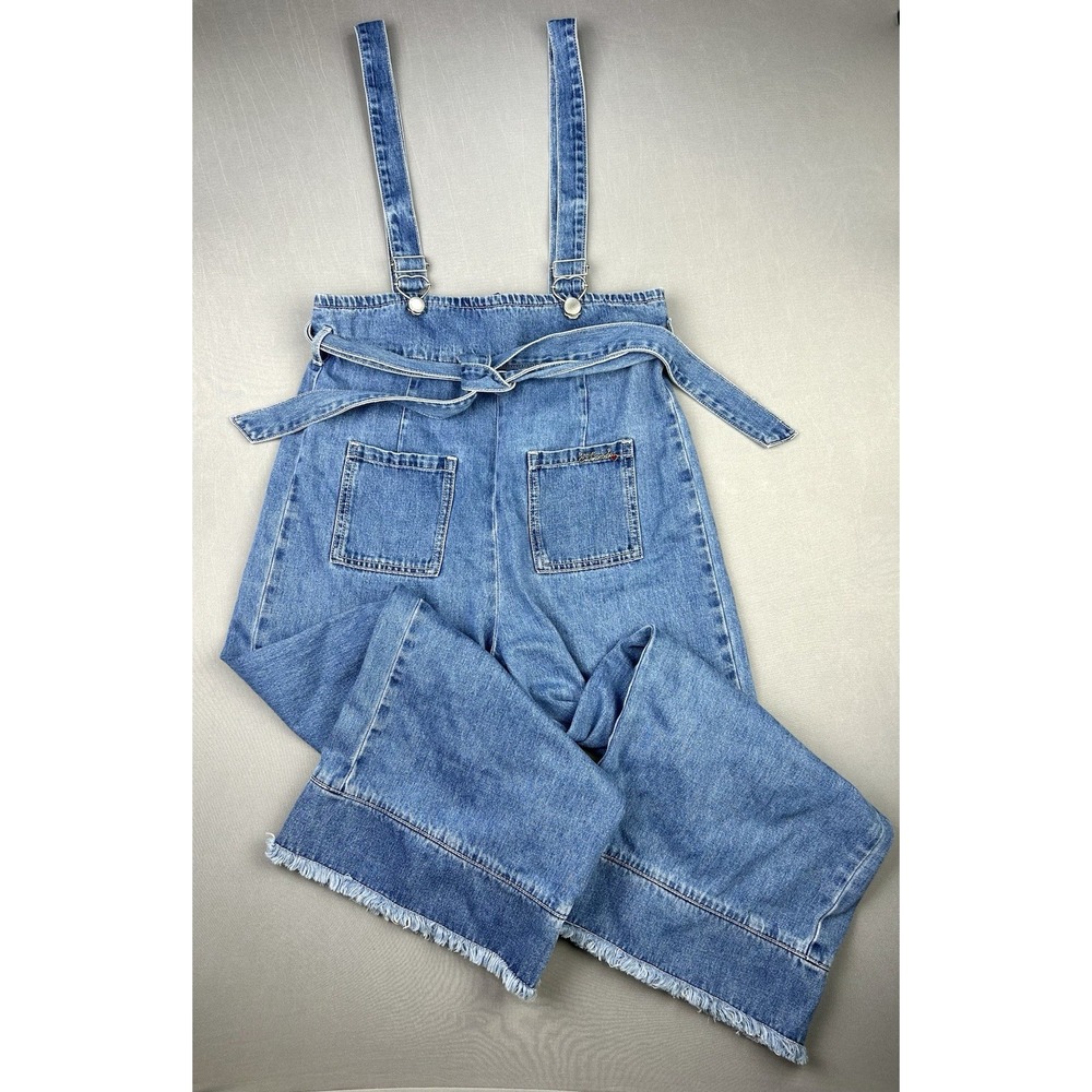 E.Land D Juniors XXS Or Girls‎ XL Denim Heart Accent Wide Leg  Overalls (Read)